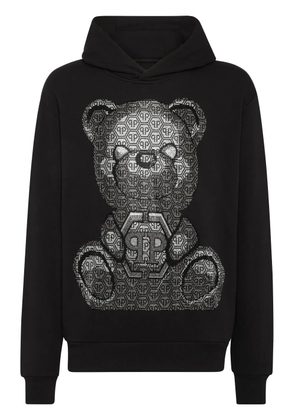 Philipp Plein teddy bear-print cotton hoodie - Black