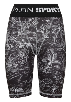 Plein Sport jungle print compression shorts - Black