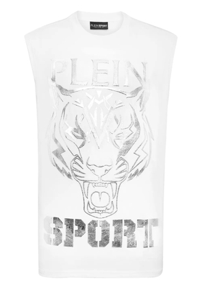 Plein Sport tiger-print tank top - White