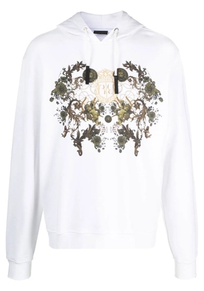 Billionaire logo-crest drawstring hoodie - White