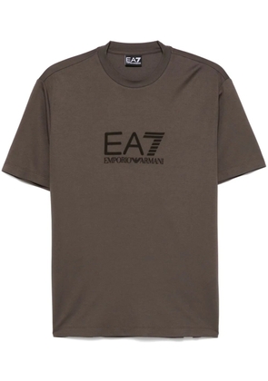 Ea7 Emporio Armani flocked-logo T-shirt - Brown