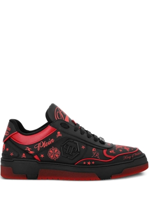 Philipp Plein leather tattoo-print sneakers - Black
