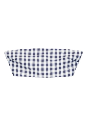 Self-Portrait gingham-check top - Blue