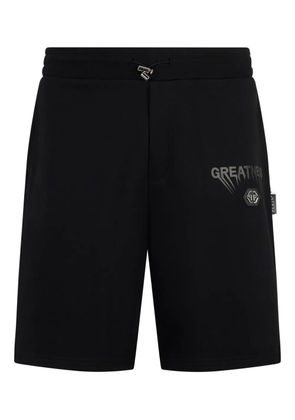 Philipp Plein fleece logo shorts - Black