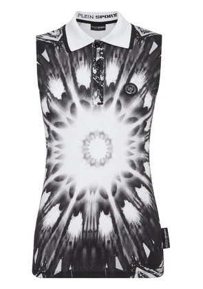 Plein Sport logo-print sleeveless polo top - Black