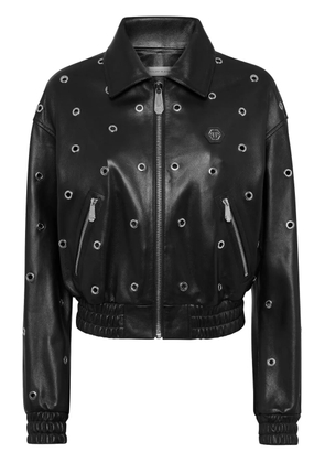 Philipp Plein eyelet-detailing bomber jacket - Black