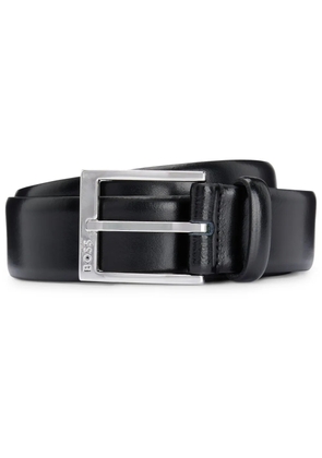 BOSS logo-engraved buckle leather belt - Black