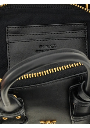 PINKO small Escape love birds leather shoulder bag - Black