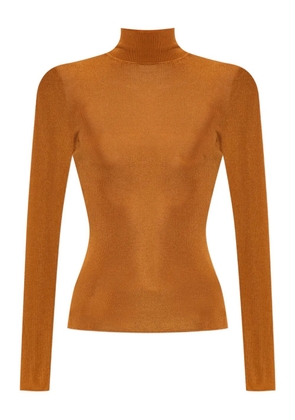 Self-Portrait ribbed high-neck top - Orange