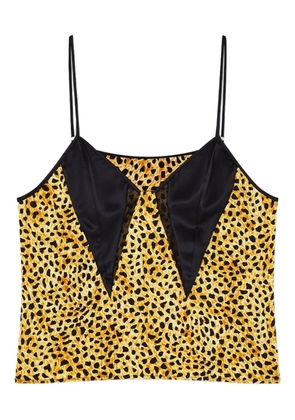 Versace cheetah-print silk top - Yellow