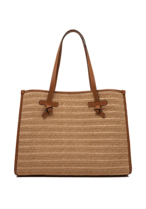 MARCELLA CLUB woven raffia tote bag - Neutrals