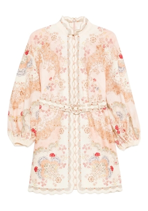 ZIMMERMANN Daylight floral-pattern belted mini dress - Neutrals