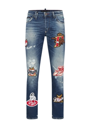 Philipp Plein patch distressed jeans - Blue