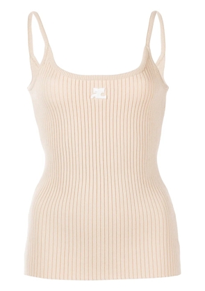 Courrèges ribbed knit cotton tank top - Neutrals
