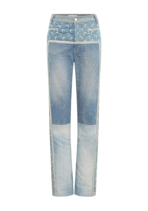 Marine Serre moon-print zip-fly jeans - Blue