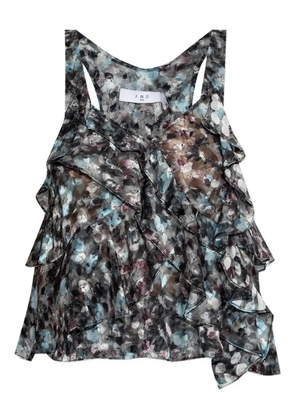 IRO ruffled abstract-print top - Blue