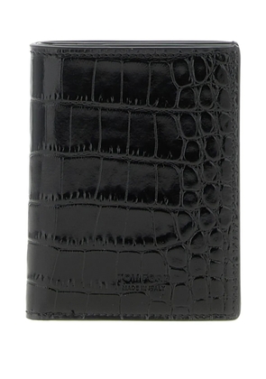 TOM FORD croc-pattern logo card holder - Black