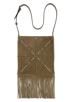 Valentino Garavani Nellcôte studded fringed shoulder bag - Brown