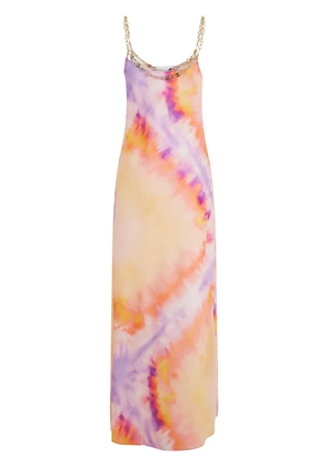 Rabanne printed satin maxi dress - Orange
