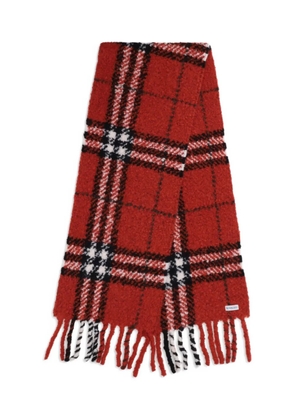 Burberry fringed checked scarf - Red