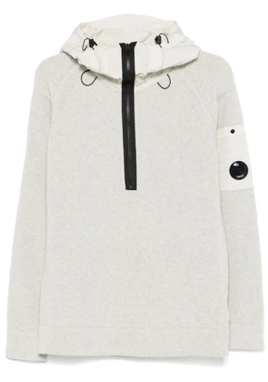 C.P. Company Lens-detail knitted hoodie - Neutrals
