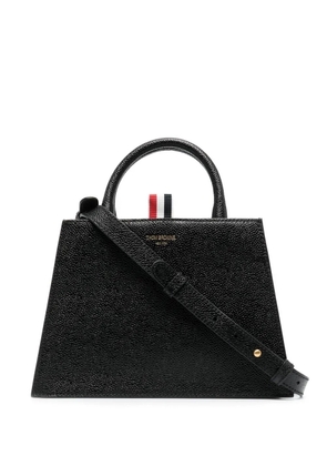 Thom Browne logo print grained leather tote bag - Black
