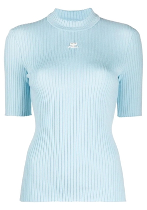 Courrèges logo-embroidered ribbed sweater - Blue
