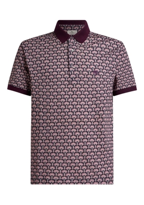 ETRO palm-motif cotton polo shirt - Black
