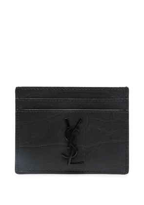 Saint Laurent Monogram logo plaque cardholder - Black