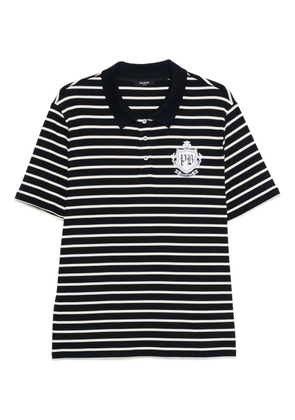 Balmain striped-pattern short-sleeve polo shirt - Black