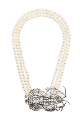 Valentino Garavani pearl-embellished crystal necklace - Silver