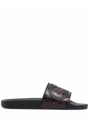 Ferragamo Groove logo-embossed sliders - Black