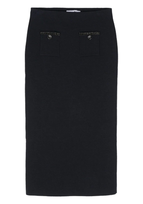 Self-Portrait embellished straight midi skirt - Blue