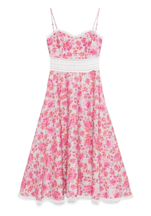 NISSA floral-print linen midi dress - Pink