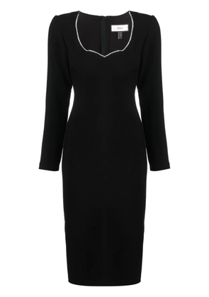 NISSA crystal-embellished long-sleeve midi dress - Black