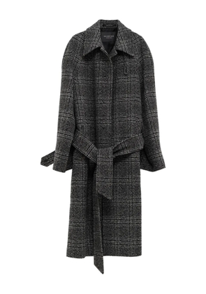 Balenciaga checked belted coat - Grey