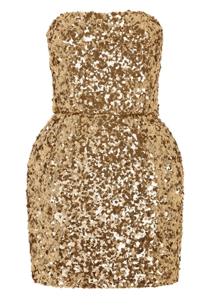 Dolce & Gabbana sequin-embellished strapless minidress - Gold