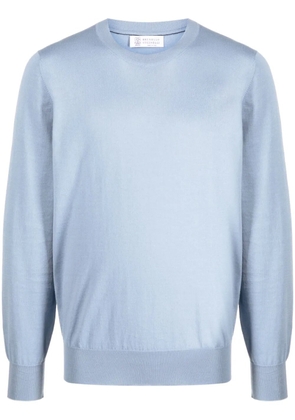 Brunello Cucinelli long-sleeve cotton jumper - Blue