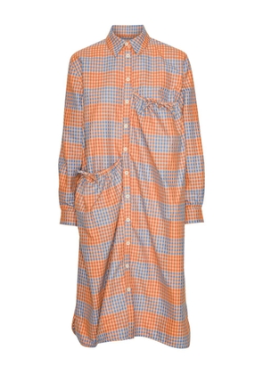 Henrik Vibskov checked gathered-detail dress - Orange