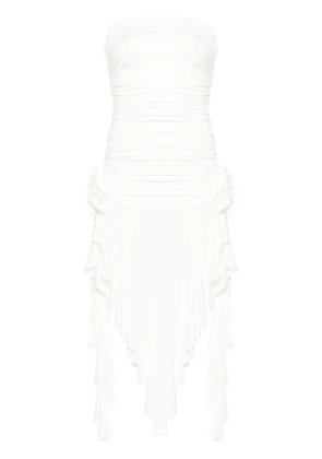 NISSA strapless floral-appliqué midi dress - Neutrals