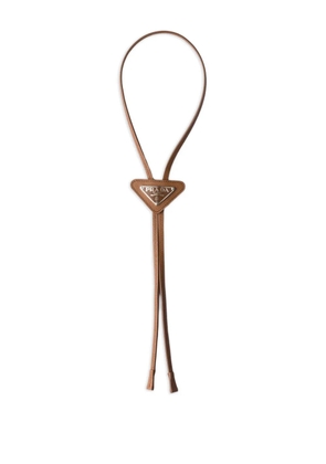 Prada saffiano-leather triangle-logo tie - Brown