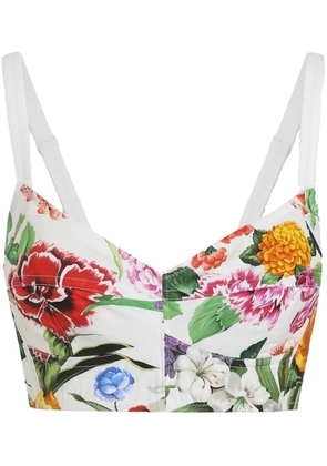 Dolce & Gabbana floral-print crop top - White
