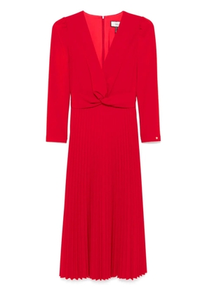 NISSA pleated V-neck midi dress - Red