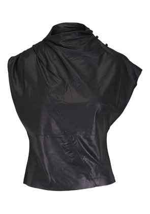 TWP draped collar top - Black
