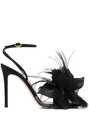 Gianvito Rossi Ynez 105mm feather-embellished sandals - Black