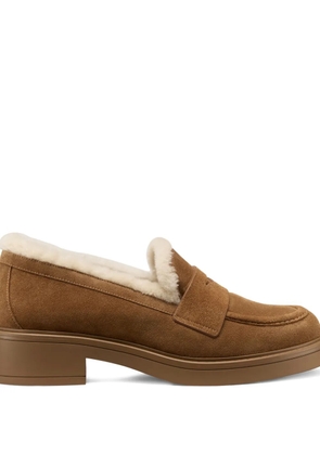 Stuart Weitzman Celia Lite penny shearling loafers - Brown
