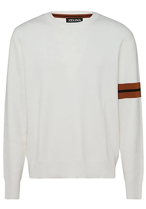 Zegna side stripe detail jumper - White