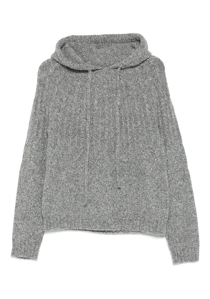 Semicouture mélange-effect knit hoodie - Grey