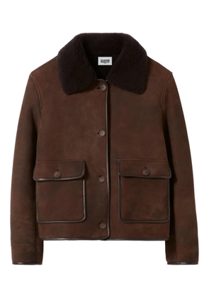 Claudie Pierlot shearling-collar suede jacket - Brown