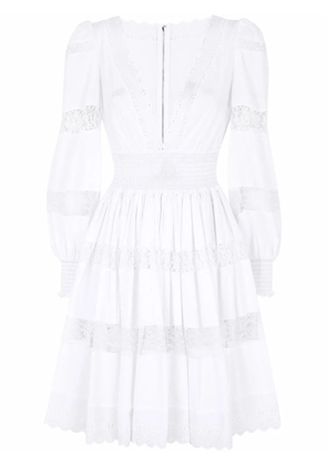 Dolce & Gabbana lace-panel long-sleeve dress - White